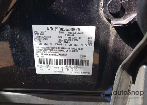 2020 Ford Police Interceptor z USA, uszkodzony, nr VIN 1FM5K8AB1LGA83556